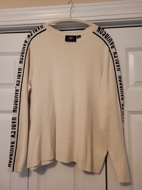 Harley-Davidson Cream Knit Crewneck with Logo On Sleeve